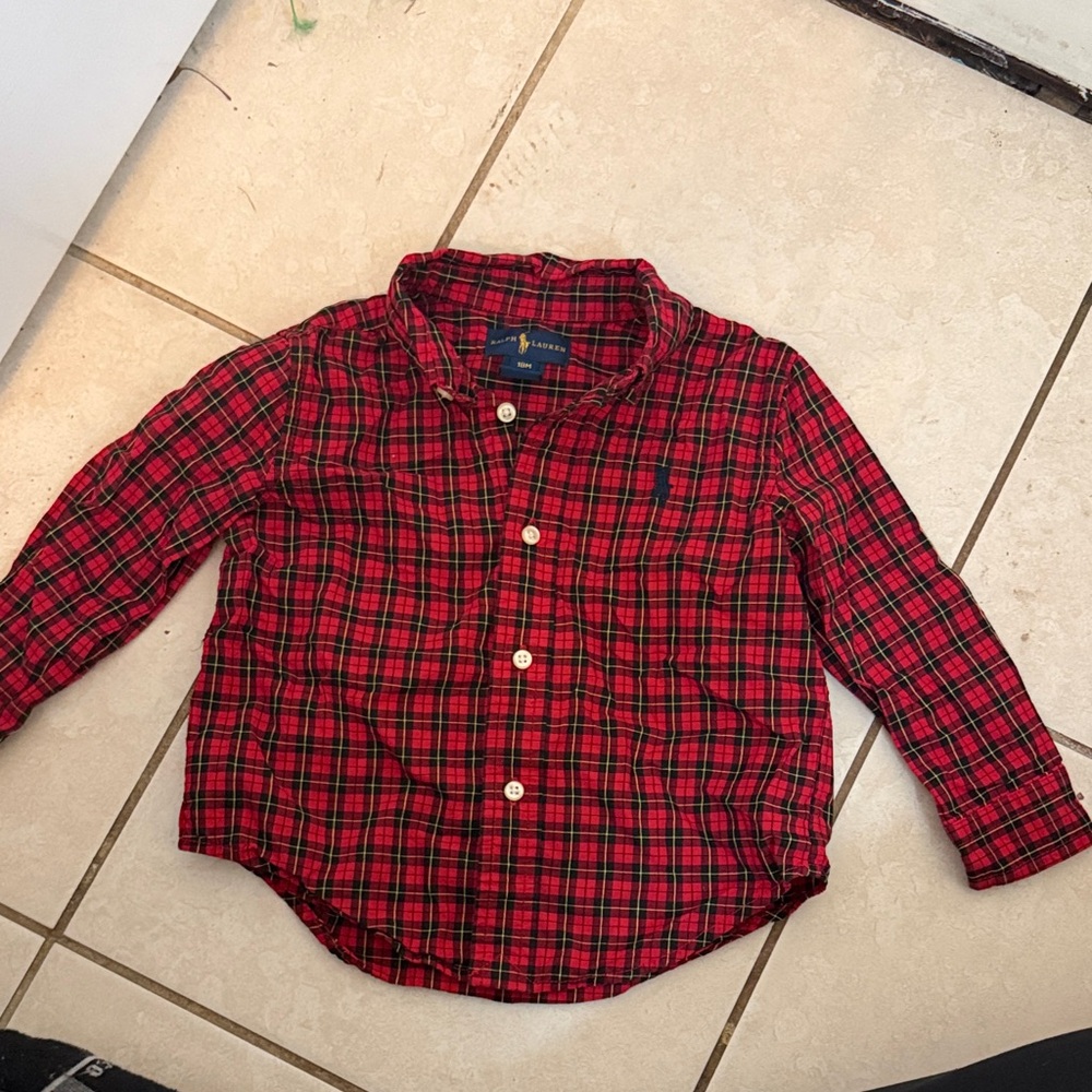 Ralph Lauren Kids Red and Black Plaid Shirt